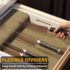 SpaceAid Large Knife Drawer Organizer Bamboo Insert Dock, Kitchen Steak Knives Holder Organizers Block for Drawer in Storage Organization (Large, White)