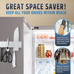 12" Premium Magnetic Knife Holder for Refrigerator (Double-Sided Heavy-Duty Magnets) - Upgraded Strip for Strong Fridge Mount - Clear Up Counter Space - 304 Anti-Rust Stainless Steel (Upgraded Design)