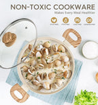 MICHELANGELO 5 Quart Stock Pot with Lid, Nonstick Soup Pot with Lid, Induction Cooking Pot White Granite, Non Stick Pot with Stay-cool Handle, 5 Quart Nonstick Pot for Cooking