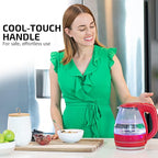 OVENTE Electric Kettle, 1.5L Borosilicate Glass Countertop Water Heater and Boiler for Coffee or Tea, BPA-Free, Auto Shut-Off, Boil-Dry Protection, Removable and Washable Spout Filter, Red KG83R