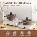 SENSARTE Saucepan Nonstick with Lid 2.5 Quarts Granite Coating Sauce Pot Medium Kitchen Cooking Pot, Induction Comptable, Free of Intentionally Added PFOA