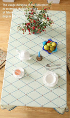 ISAENNE Designer Linen Floral Extra Long Rectangle Tablecloth,Light Green Farmhouse Durable Table Cloth,Washable Decor Tablecloths for Dining Kitchen Thanksgiving Christmas,67"*118"-Floralsea B