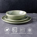 AmorArc Ceramic Dinnerware Sets,Handmade Reactive Glaze Stoneware Plates and Bowls Set,Highly Scratch Resistant | Dishwasher & Microwave Safe Dishes Set,Service for 4 (12pc)