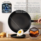 Carbon Steel Wok, 13-Inch Chinese Round Bottom Wok with lid, Woks & Stir-Fry Pans Nonstick for Induction, Electric, Gas Stoves
