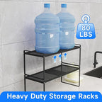 Expandable Kitchen Shelf Organizers, Kitchen Cabinet Organizer Stand Rack Organization for Countertop Cupborad Pantry, Black 3 Pack