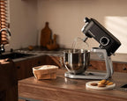 Stand Mixer All Metal - Heavy Duty Kitchen Standing Mixer 5.3 Quart with 4 Stainless Steel Attachments, DC Motor & Multifunctional Power Hub, 8-Speed & Timer, Lower Noise (Black)