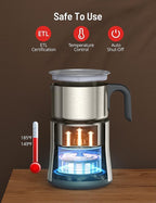 PARIS RHÔNE Milk Frother and Steamer, 4-in-1 Detachable Milk Steamer, 500ml Hot Chocolate Maker and Milk Warmer with Hot & Cold Foam, Dishwasher Safe, All Stainless Steel