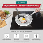 SUNHOUSE – 8 Inch / 20 cm Stainless Steel Frying Pan, Tri-Ply Stainless Steel Construction, PFOA-FREE, Stay-Cool Handle, Induction Compatible with All Cooktops, Dishwasher Safe