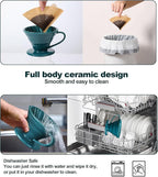 Pour Over Coffee Dripper - Ceramic Pour Over Coffee Maker Cone, Porcelain Coffee Drip, Pour Over Single Cup, Manual Brew Maker for Home, Cafe, Office - 1-4Cup, V60 Size 02 (Dark green)