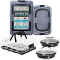 Country Kitchen Baking Pans Set - 10 Piece Non-Stick Cake Pans with Carry Lids for Easy Storage & Travel, Perfect for Parties - Stackable, Black