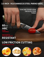 3.5 Inch Paring Knife - Kitchen Fruit Vegetable Knife Damascus Steel & Resin Handle - Xuan Series (Fantasy Orange)