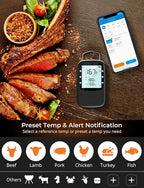 Govee Bluetooth Meat Thermometer, Wireless Meat Thermometer for Smoker Oven, Digital Grill Thermometer with 6 Probes, Timer Mode, Smart LCD Backlight BBQ Thermometer for Cooking Turkey Fish Beef