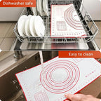 Silicone Baking Mat - Non Stick Pastry Mat Sheet for Dough Rolling, 0.7MM Thick Non-slip Baking Mat With Measurements, Reusable, Easy Clean Silicone Mats for Kitchen Counter (Red)