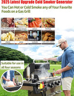 Advanced Smoke Tube for Pellet Smoker, Latest Upgrade Cold Smoker Generator for Gas Grilling, Portable Cordless Electric, Hot or Cold Smoking: Fit Any Grill or Smoke, Perfect Gifts for Men, Fathers