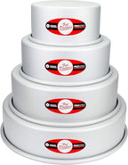 Fat Daddio's Anodized Aluminum 4-Tiered Even Round Cake Pan Set, 3 Inch Depth