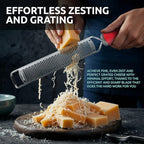 Lemon Zester & Parmesan Cheese Grater - Premium Citrus Zester Graters For kitchen W Stainless Steel, For Chocolate, Garlic, Ginger, Nutmeg, Fruits, Vegetables - Bonus Cleaning Brush & Glove