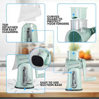 5 in1 Rotary Cheese Grater with Handle, Rotary Grater, Vegetable Slicer, Shredder, Carrot Grater, Nut Grinder, and Chocolate Shaver (Light Green)