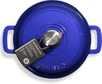 Signature Enameled Cast Iron Dutch Oven, Non-Stick Serving Pot with Tight Fitting Lid for Perfect Roasting, Baking, Sauteing, and Bread Making | 2Q (1.9L) - Indigo Blue