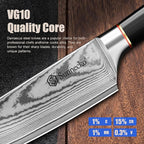 Sunnecko Chef Knife,Japanese VG10 Core Steel Damascus Knife,Professional Razor Sharp Kitchen Knives with Knives Sharpner