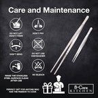 8-CREW KITCHEN Professional Chef Tongs 2 pc Set - 12” 304 Stainless Steel Tweezer for Cooking and Multi-Use - 6” Culinary Tweezer for Plating, Bar and Food Decorating