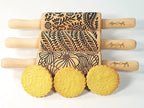 FLORAL 3 Small Textured Rolling Pin Set. Wooden laser engraved embossing dough roller for embossed cookies gift for Birthday, Easter by Algis Crafts