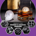 ShapedIceMolds 2-PACK 3D Large Skull Ice Cube Mold Tray, Round Whiskey Ice Mold with Lid for Whiskey Drinkers, Bartenders, Gift Exchanges, Home Bar Enthusiasts and Holiday Gifts