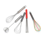 Flat Whisk Silicone Handle Non Slip 10" - 5 Wires Whisk with 10 Heads for Kitchen Cooking by Jell-Cell (Grey)