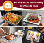 P&P CHEF 16 + 12.5 + 9 Inch Baking Sheet and Rack Set, Stainless Steel Cookie Sheets Oven Baking Pans Trays with Cooling Racks for Cooking & Roasting, Oven & Dishwasher Safe, (6Pcs)