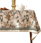 ISAENNE Designer Vintage Linen Small Table Cloth for Rectangle Table,Floral and Bird Pattern Tablecloths,Fall Wrinkle Resistant Decor Tablecloth for Dining Kitchen Party,55"*71"-Murad A