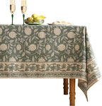 ISAENNE Designer Grayish Green Linen Small Tablecloth Rectangular,Floral Stain Resistant Table Cloth,Fall Vintage Decor Tablecloths for Dining Thanksgiving Kitchen Party,55"*71"-Andrew A