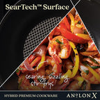 Anolon X Hybrid Nonstick Induction Stir Fry Wok Pan Cookware with Lid, Dishwasher Safe, Compatible with All Stovetops, 10 Inch - Charcoal Gray