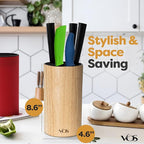 Vos Universal Knife Block - Countertop Knife Block Without Knives - Knife Holder with Non-Slip Base Sturdy Knife Organizer - Space Saving Knife Stand, Sleek & Modern Knife Rack - Bamboo