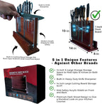 Magnetic Knife Holder Stand 14 x 10 Inches Extra Large Size with Knife Sharpener Wooden Double Sided Magnetic Knife Block Rack for Kitchen Counter with Cutting Board Slot & Acrylic, Sturdy & Durable