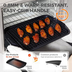 HONGBAKE 9-Piece Baking Pans Set with Wave Texture, 0.8mm Thick Bakeware Sets Non Stick, Includes Stackable Cookie Sheets for Oven Cooking, Cake Pan, Muffin Pan, Loaf Pan, Roasting Pan, Rack, Blue