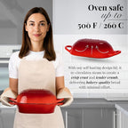 Dutch Oven For Sourdough Bread Baking – Enamelled Cast Iron Bread Loaf Pot – Oven Safe Non Stick Bread Pot – Rectangular, Red, 24cm x 16cm – by Nuovva