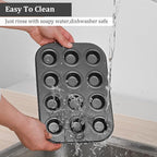 Mini Muffin Pan, Premium Small Cupcake Pans, Carbon Steel 12-Cup Muffin Tin, Versatile Non-Stick Bakeware