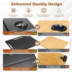 Joy&Grace Appliance Slider for Kitchen Appliances 360° Rolling Sliding Tray for Coffee Maker Countertop, Bamboo Coffee Pot Slider Rolling Tray (Black, Medium 14.5" x 10")
