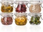 16oz - 6 Pack Round Glass Jars with Airtight Lid, Wide Mouth Mason Jars with Clamp Lids, Air Tight Glass Canisters, Food Storage Containers for Cereal, Pasta, Beans, Sugar, Coffee, Spice