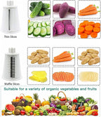 Rotary Cheese Grater Chopper Vegetable Cutter Slicer with Stainless Steel Drum Blades for kitchen, 5 in 1 Manual Round Mandoline Julienne Shredder Potato Grinder for Fruit, Nuts,Onion White