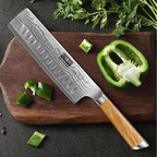 HOSHANHO Damascus Nakiri Knife 6.5 Inch, Super Sharp Damascus 10Cr15CoMoV Japanese Kitchen Knife, Cleaver and Vegetable Knife with Ergonomic Olive Wood Handle