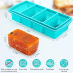 Silicone Freezer Tray with Lid - 1 Cup Silicone Food Freezers Tray - Large Ice Cube Freezer Molds - Soup, Sauce, leftovers, Homemade Meal Prep Freezing Kitchen Storage Containers - Aqua - 4-Pack