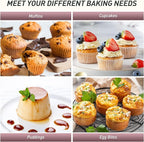 2 Packs 12 Cups Silicone Muffin Pan with Metal Reinforced Frame Regular Size Cupcake Pan Tray Egg Bites Silicone Circle Cookie Molds Muffin Tin Tart Pans Baking Sheet Set for Breakfast Sandwiches