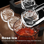 Rose Clear Ice Cube Maker: 2.5 Inch Crystal Clear Ice Cube Tray - 3D Rose Large Ice Ball Maker - Flower Shape Ice Cubes for Whiskey Cocktails Bourbon