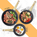 GiPP Nonstick Frying Pan Skillet with Lid - 11" Grey Granite Non Stick Pans, Omelette Pan with Heat-Resistant Handle, Compatible with All Stovetops, PFOA Free
