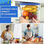 Yungyan 12 Pcs 4 Qt Commercial Food Storage Containers with Lids Restaurant Square Airtight Food Storage Containers Clear Cereal Containers for Kitchen Freezer Dishwasher Pantry(Blue Lid)