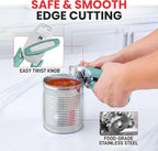 Zulay Kitchen Heavy Duty Stainless Steel Manual Can Opener – Ergonomic Soft Grip Handles, Smooth Edge Cutting Wheel & Large Built In Bottle Opener – Easy Turn Knob for Effortless Use - Mint