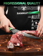 7 inch Fillet Knife, Japanese VG-10 Damascus Steel Kitchen Fish Knife with Ultra Sharp Blade and Full-tang Green Resin Handle