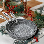 MICHELANGELO Frying Pans Set with 100% APEO & PFOA-Free Stone Non Stick Coating, Granite Skillet Set, Nonstick Skillets 3 Pcs,8/9.5/11 inch