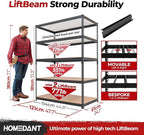 HOMEDANT 5 Tier Laminated Boltless Heavy Duty Garage Storage Adjustable Wide Size Metal Shelving Unit Utility Rack Shelves Organization Multipurpose Shelf Shed Warehouse 47.7"W x 24.1"D x 71.3"H 3Pack