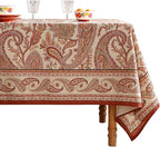 ISAENNE Designer French Red Tablecloth Rectangular,Fall Linen Table Cloth with Cashew Pattern,Stain Proof Decor Tablecloths for Dining Thanksgiving Kitchen Christmas,55"*79"-Chauffrey D